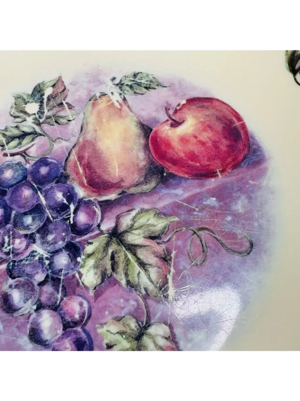 JC Penny Home Collection FRUIT MULTI Purple Melamine Salad Lunch Plates Set of 4